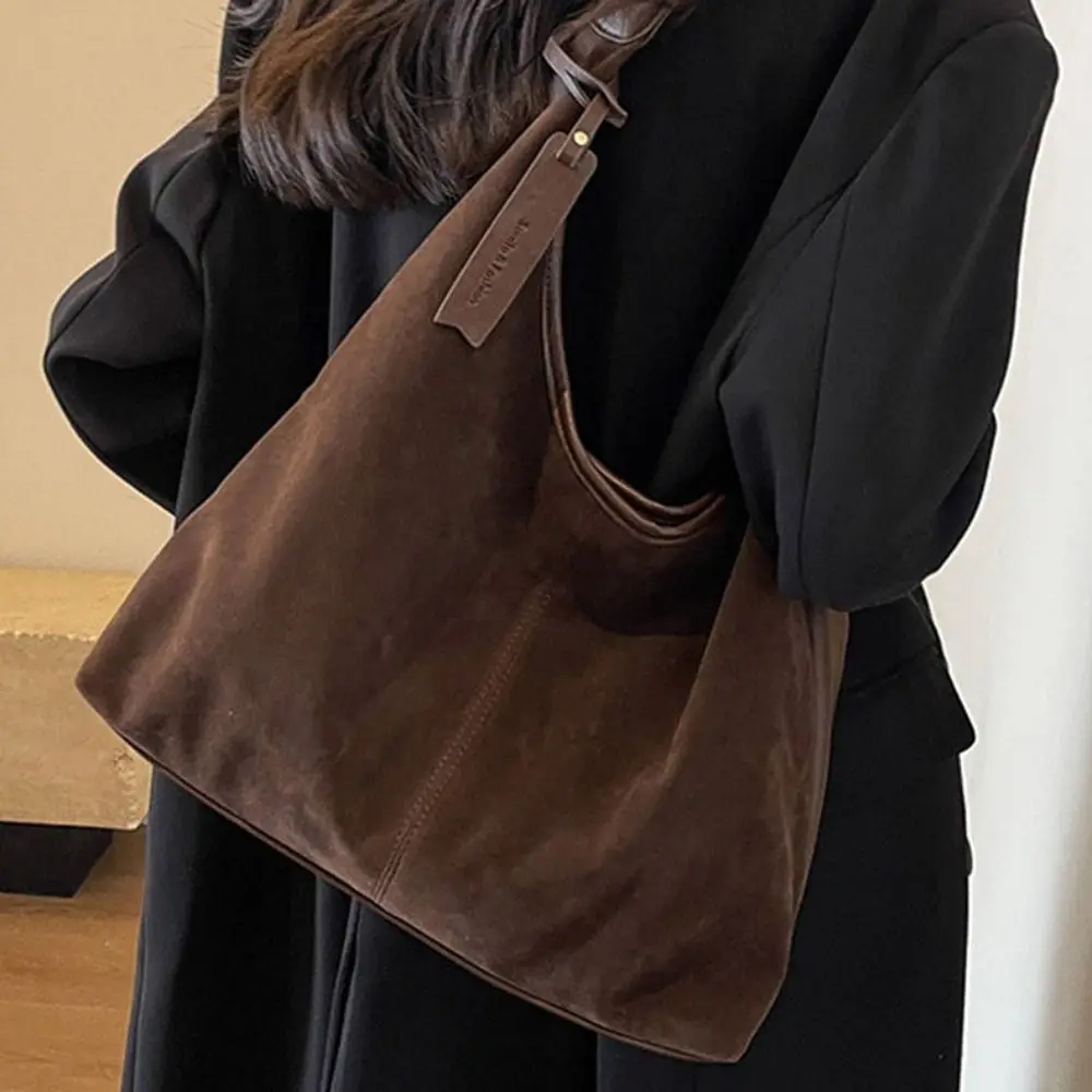 

Sweet Korean Style Suede Tote Bag Tote Bag Solid Color Large Capacity Handbag PU Leather Large Capacity Underarm Packs Girls