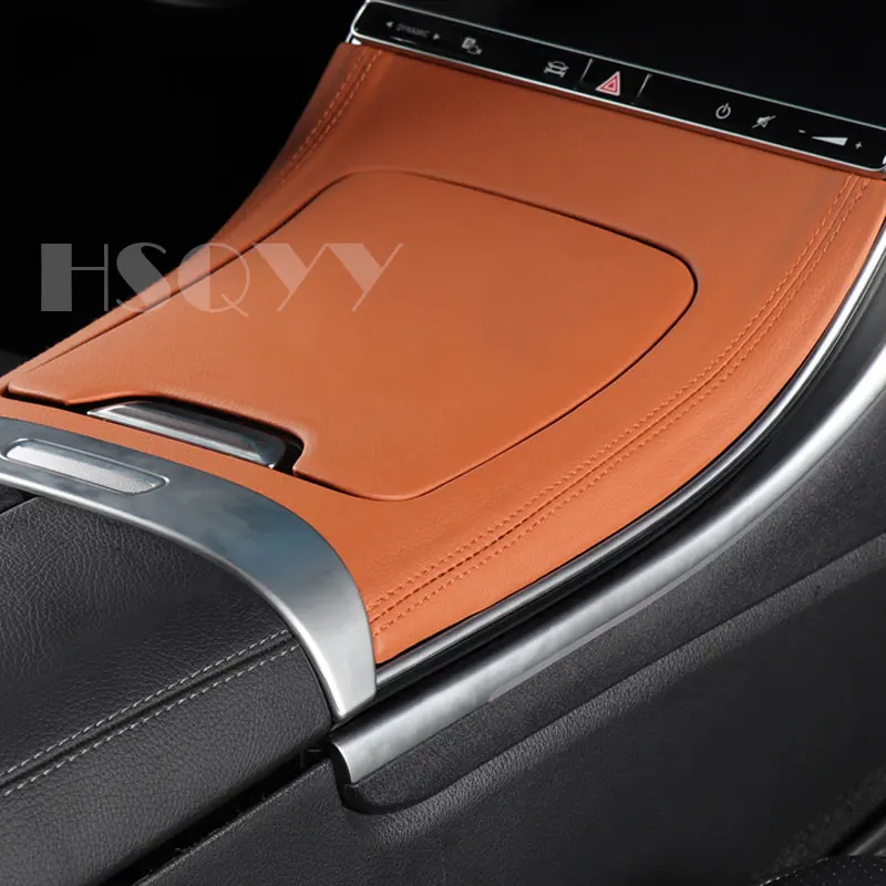 Car Center Console Leather Style Panel Cover Trim Frame Interior Decoration Modification For Mercedes Benz C GLC Class W206 X254