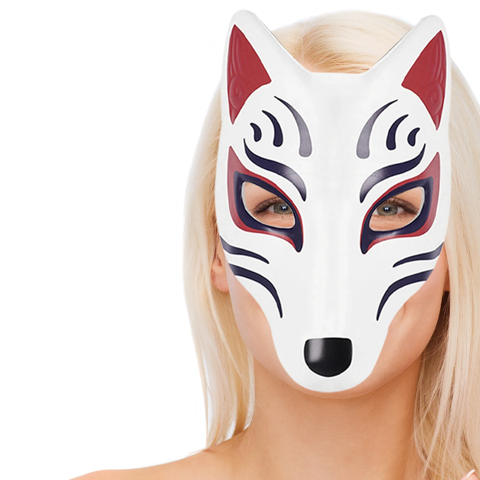 

Facial Mask DIY Fox Men Halloween Costumes Adult Unpainted Animal White Pu Masquerade Miss