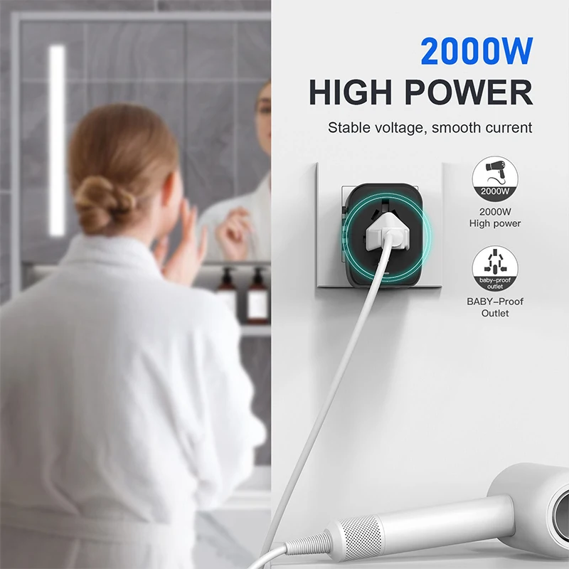 Adaptador de viaje Universal todo en uno, cargador de viaje con 2 puertos USB y 2 cargadores de pared tipo C para EE. UU., UE, Reino Unido, AUS,