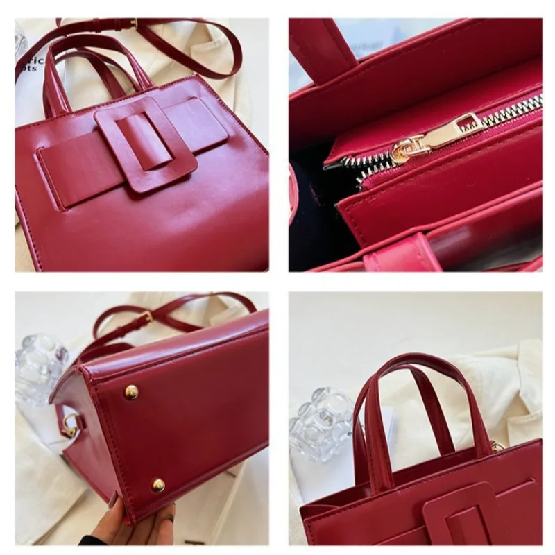 2025 حقيبة مربعة صغيرة بسيطة المرأة الراقية حقيبة ساعي سعة كبيرة حقيبة يد كتف عادية ، حقيبة نسائية ركاب الموضة