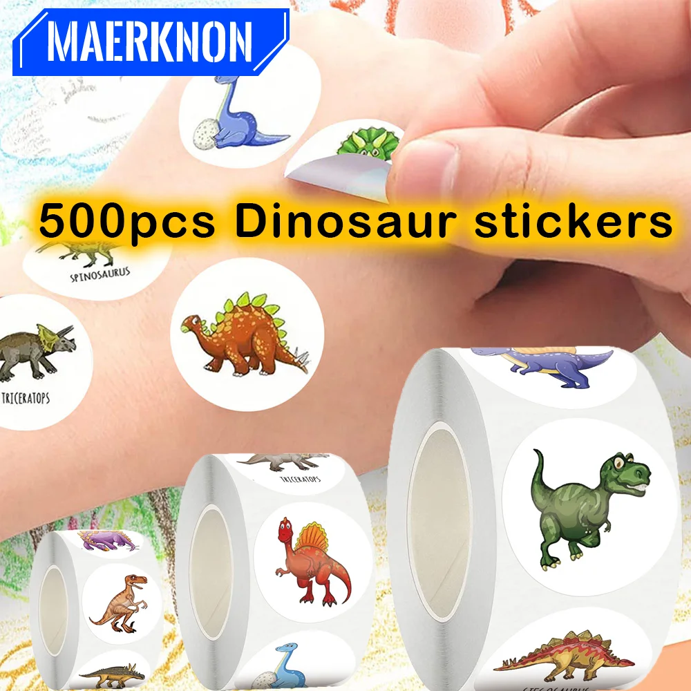 

500pcs Childlike Dinosaur Stickers For Gift Packaging Envelope Seals Birthday Decorations Children's Toys Diverse Cute Stickers
