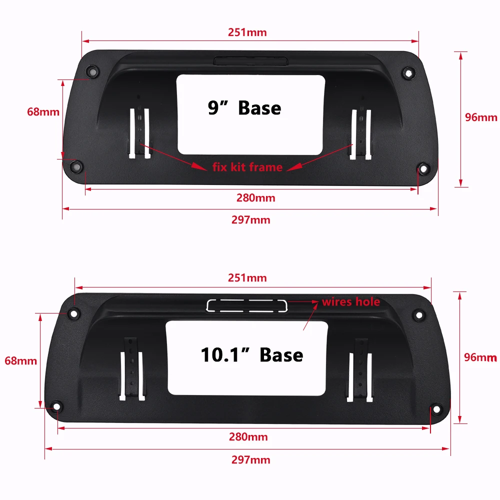 Immagine 5: Cornice universale 2 DIN da 9 o 10 pollici per autoradio, per auto d'epoca, camion, camper, pannello stereo, kit di montaggio su cruscotto