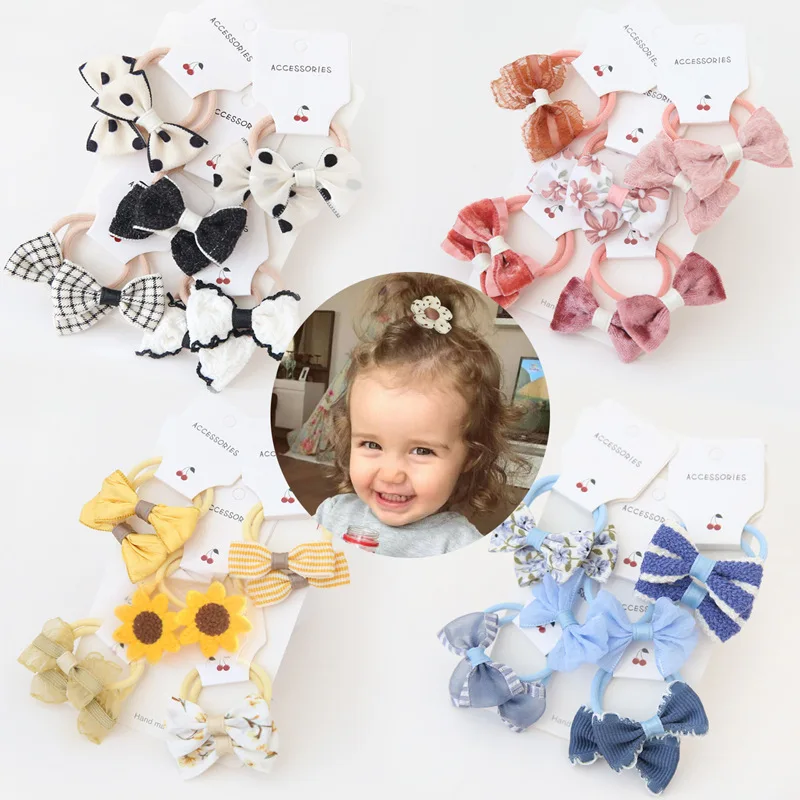 Baby Hair Band Girls Ties Bows Elastic Rubber Band Scrunchies Elastique Cheveux Fille Haar Kids Hair Accessories For Children