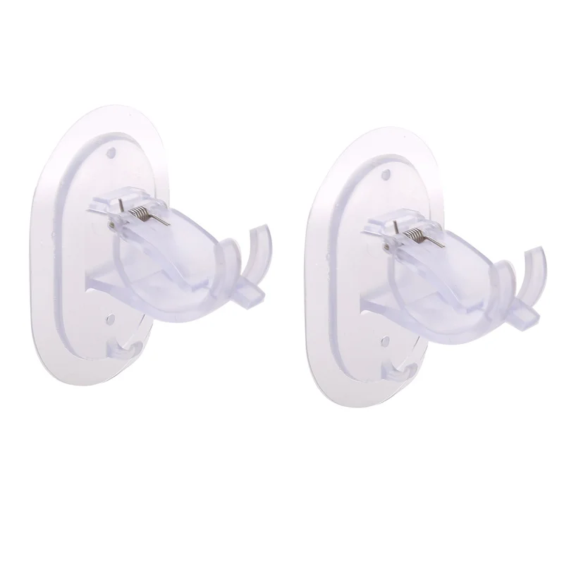 2pcs Curtain Rod Hooks Non-punching Self-Adhesive Rod Bracket Clamp Adjustable Hanging Rack Hooks Bathroom Hooks Accessories