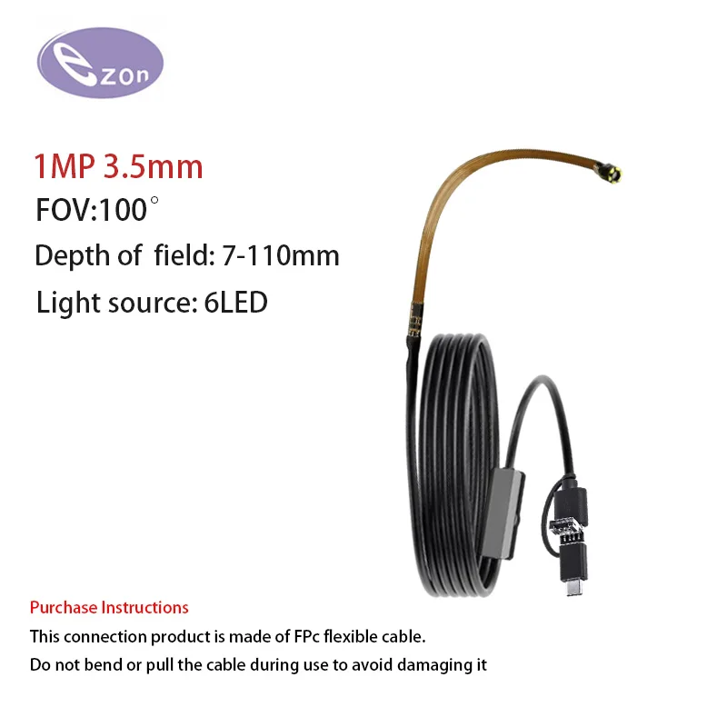 1MP 3.5mm FOV 100° IP67 Waterproof USB Electronic endoscope for Mechanical maintenance 1.5m USB 3-in-1 Soft Cord Endoscope