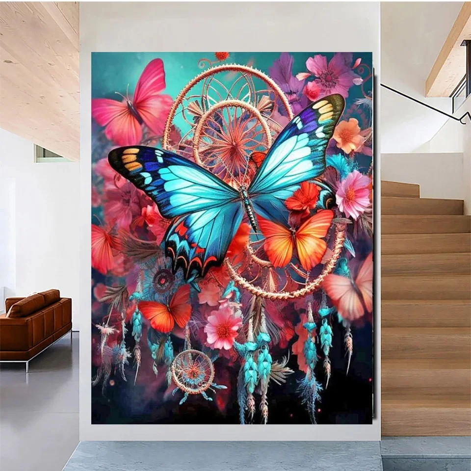 Butterfly Dreamcatcher Diamond Painting Full Square 5D DIY Diamond Mosaic Cross Stitch Embroidery insect Specimen Gift,W189