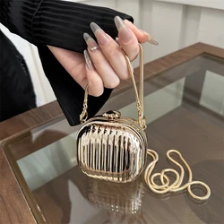 Fashionable Metal Style Shoulder Bag for Women High Quality Lipstick Pack Designer Chain Crossbody Bag Mini Decorative Bag