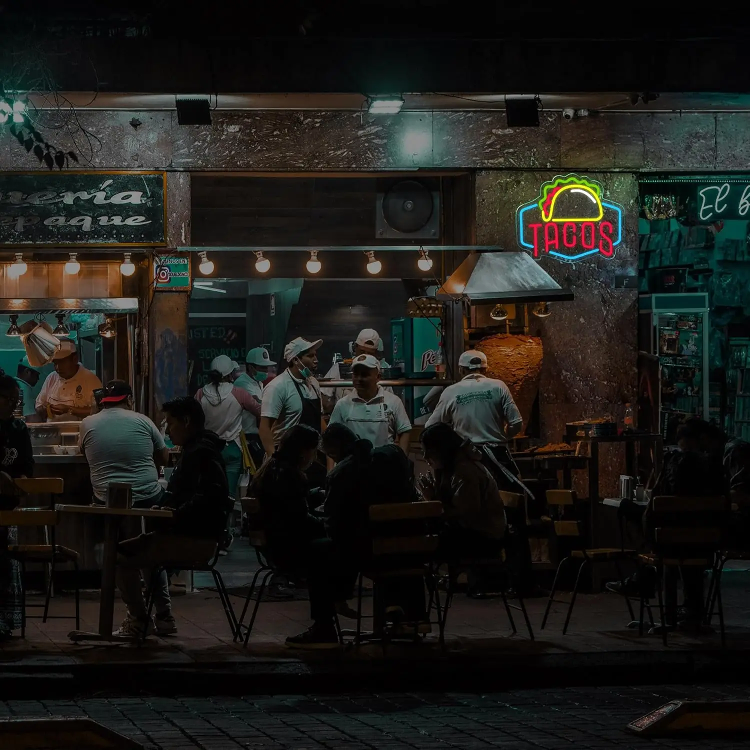 Tacos Neon Sign Wall Decor Taco Open LED Light Mexican Restaurant Pizzeria Kitchen Restaurant Party Pub Shop Gift Pizza Mexico