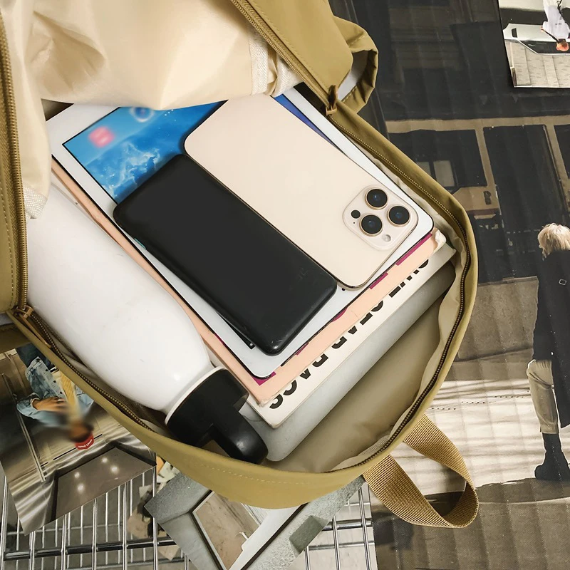 Contrast Color Backpack with Bungee Cord Large Capacity School Bag Korean Style Leisure Daybags Waterproof Airplane Laptop Bags