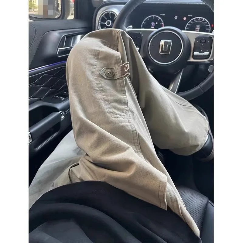 

Khaki Cleanfit Straight Leg Workwear Pants Men's Casual Retro American Sle Spring Autumn Faionable Long Pants