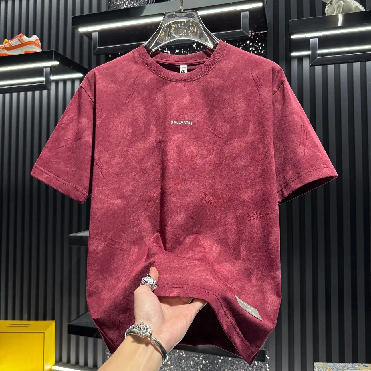 Men's Olive Green Tie Dye T Shirt Casual Short Sleeve Round Neck Tee Breathable Daily Wear