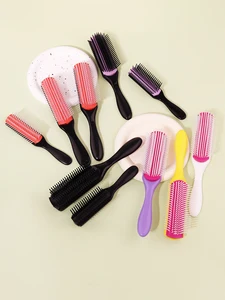 1 buah Sikat rambut keriting pijat penghilang kerut 9 baris, sikat rambut basah plastik sisir 9 baris yang dapat dilepas 10 sisir rambut pink penjualan terbaik - №
