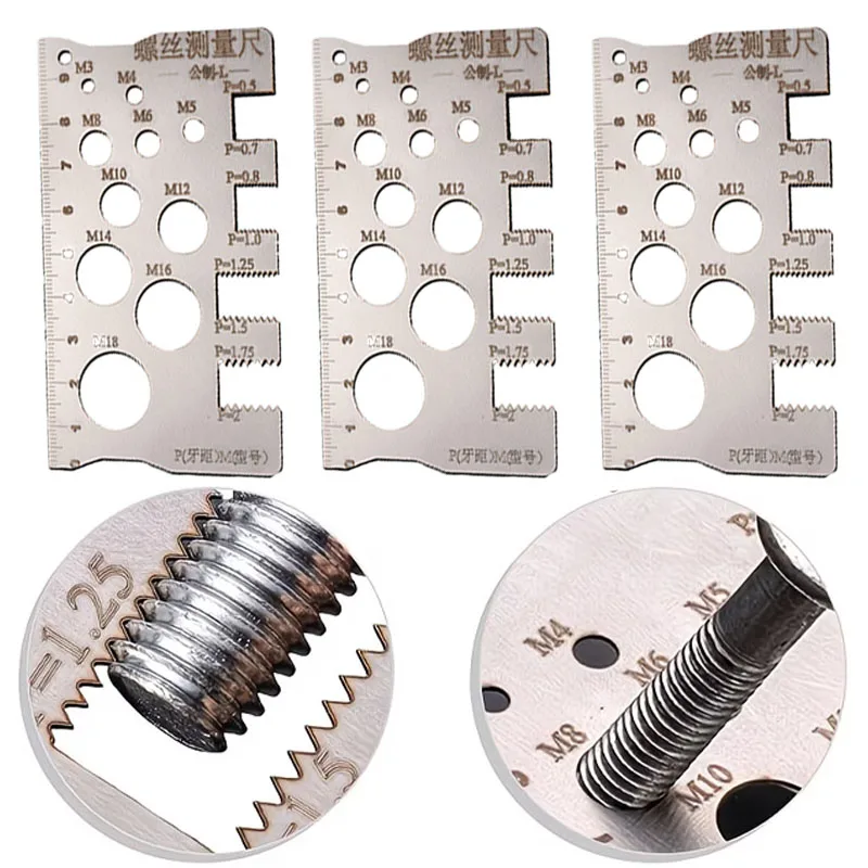 1-20PCS Stainless Steel Screw Gauge Ruler Bolt Diameter Measuring Tool Thread Pitch Checker for Mechanic DIY Garage Use
