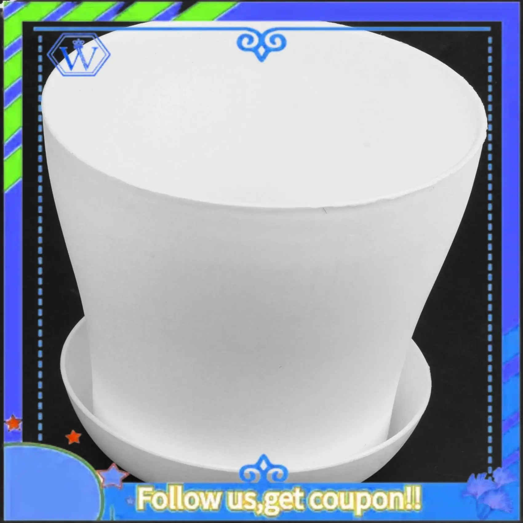 

A55P-3X Plastic Plant Flower Pot Planter With Saucer Tray Round Gloss Home Garden Decor, White Upper Caliber -, 17Cm / 6.69"