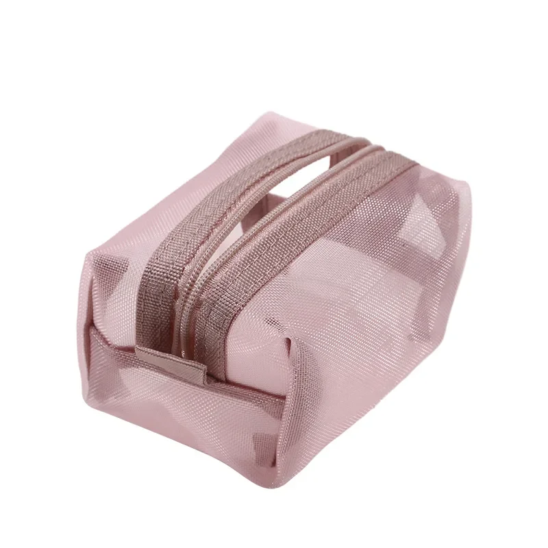 Mini Clear Nylon Mesh Cosmetic Bags Cute Women Small Lipstick Makeup Bags Pouch Data Line Key Earphone Organizer Case gallery 5
