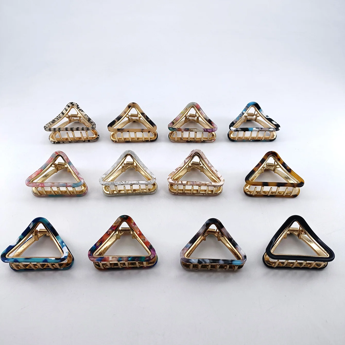 5.8cm Korean style alloy triangle clip with acetic acid minimalist hollow design hair clip and accessory
