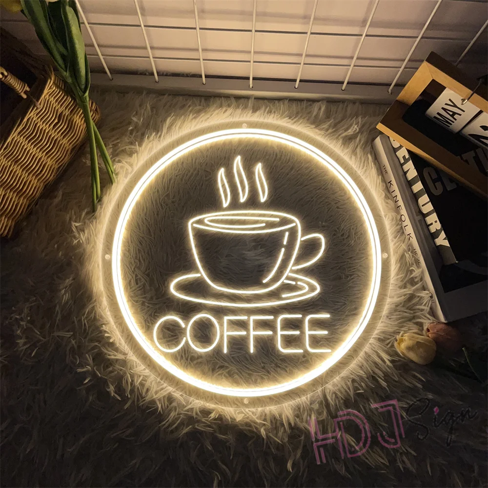 Coffee Neon Sign Light USB Led Neon Lamps for Bar Cafe Restaurant Party Art Wall Decoration Window Hanging Night Lights