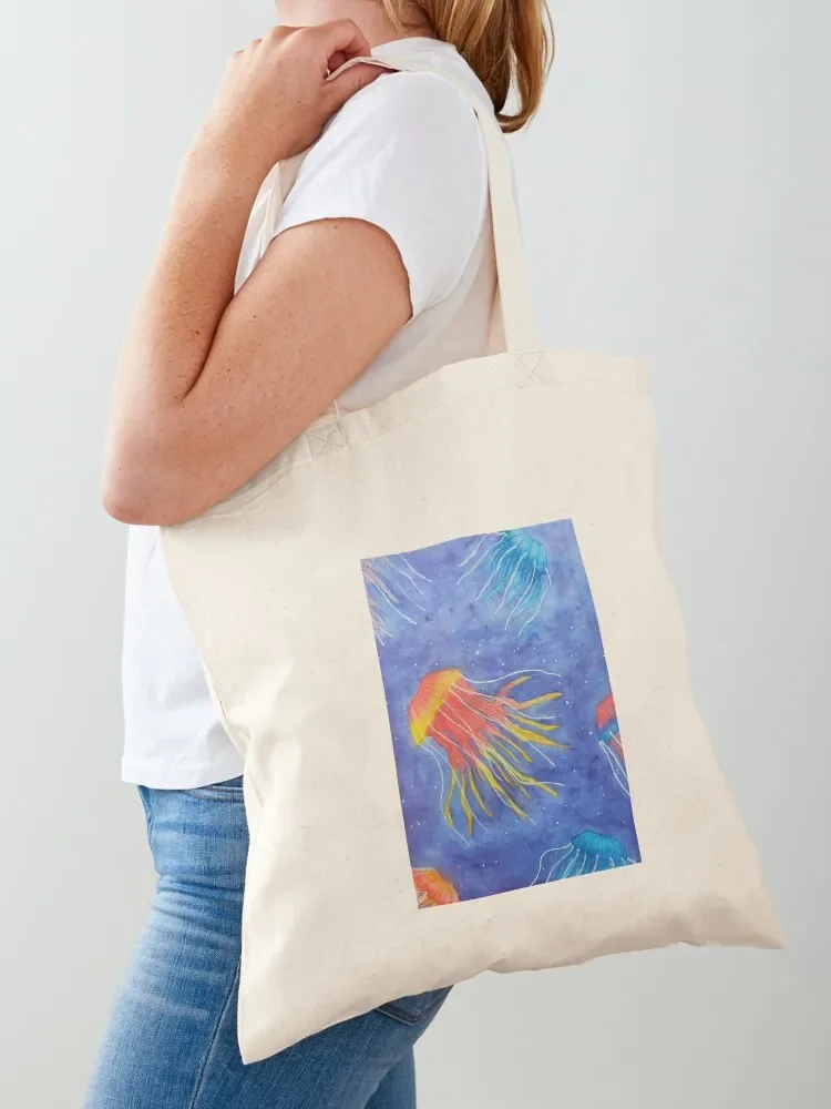 

Jellyfish Fields Tote Bag woman shopping bag Portable shopping bag custom fabric sac pour femme