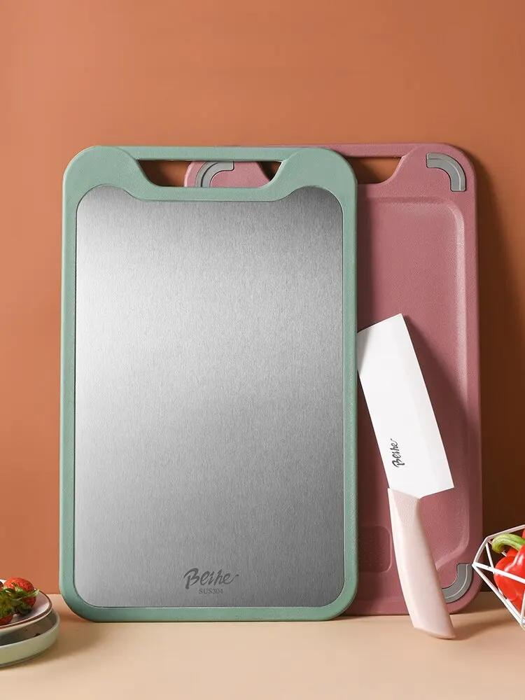 304 Stainless Steel Cutting Board Double-Sided Chopping Board Kitchen Fruit Cutting Board Kitchen Rolling Chopping Board