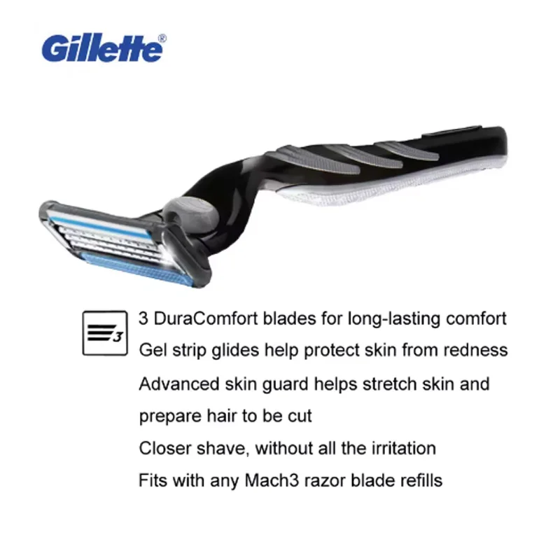 Gillette Mach3 Razor Set for Men 1 Handle + 5 Blade Refills 3-Blade Layers Close Shave Kit view 5