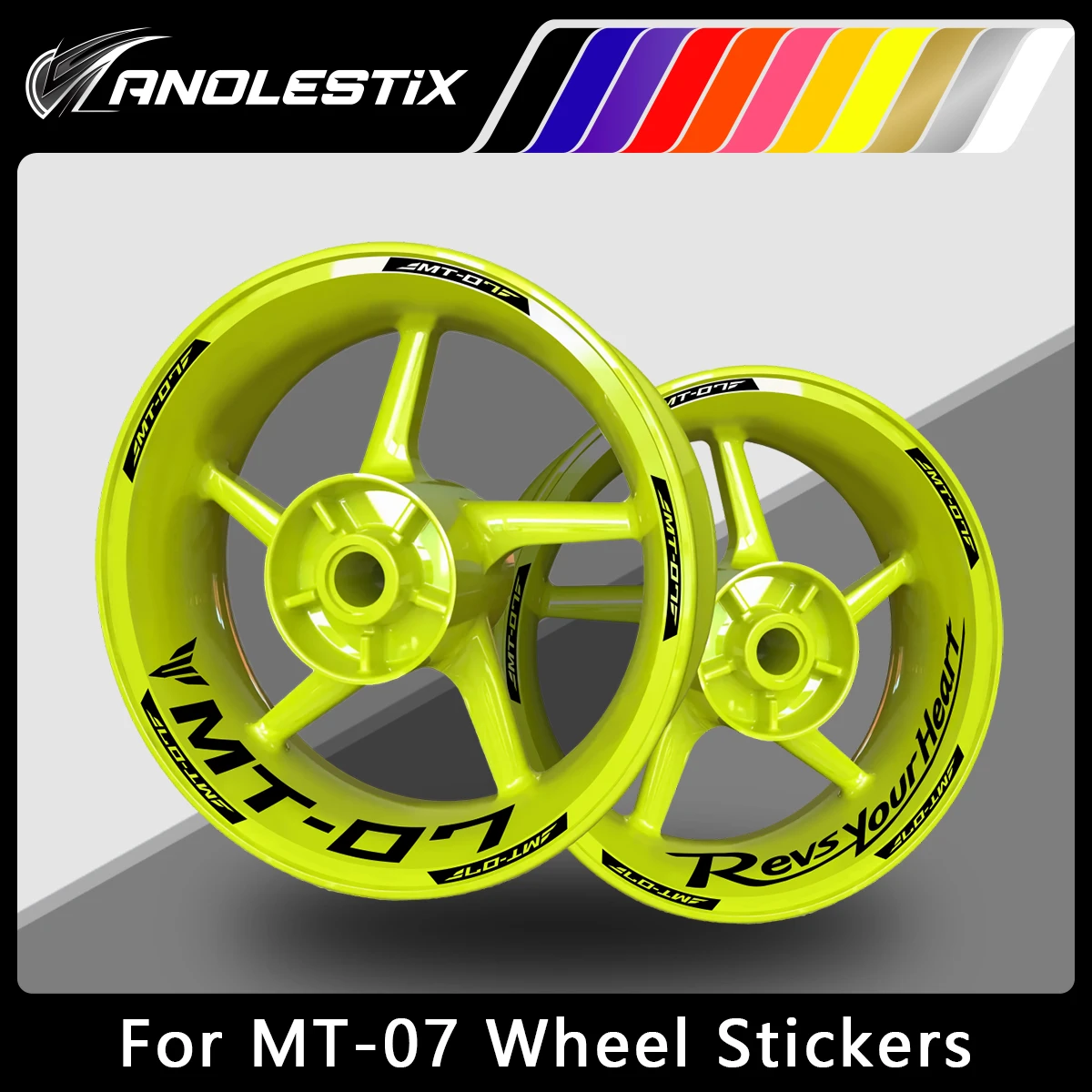 

AnoleStix Reflective Motorcycle Wheel Sticker Hub Decal Rim Stripe Tape For YAMAHA MT-07 MT07