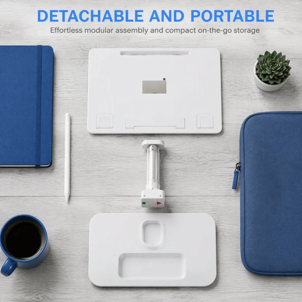Modern Aluminum Alloy Tablet Floor Stand Tablet Slots Portable Car Desk For Laptop Adjustable Height Sofa Table Office