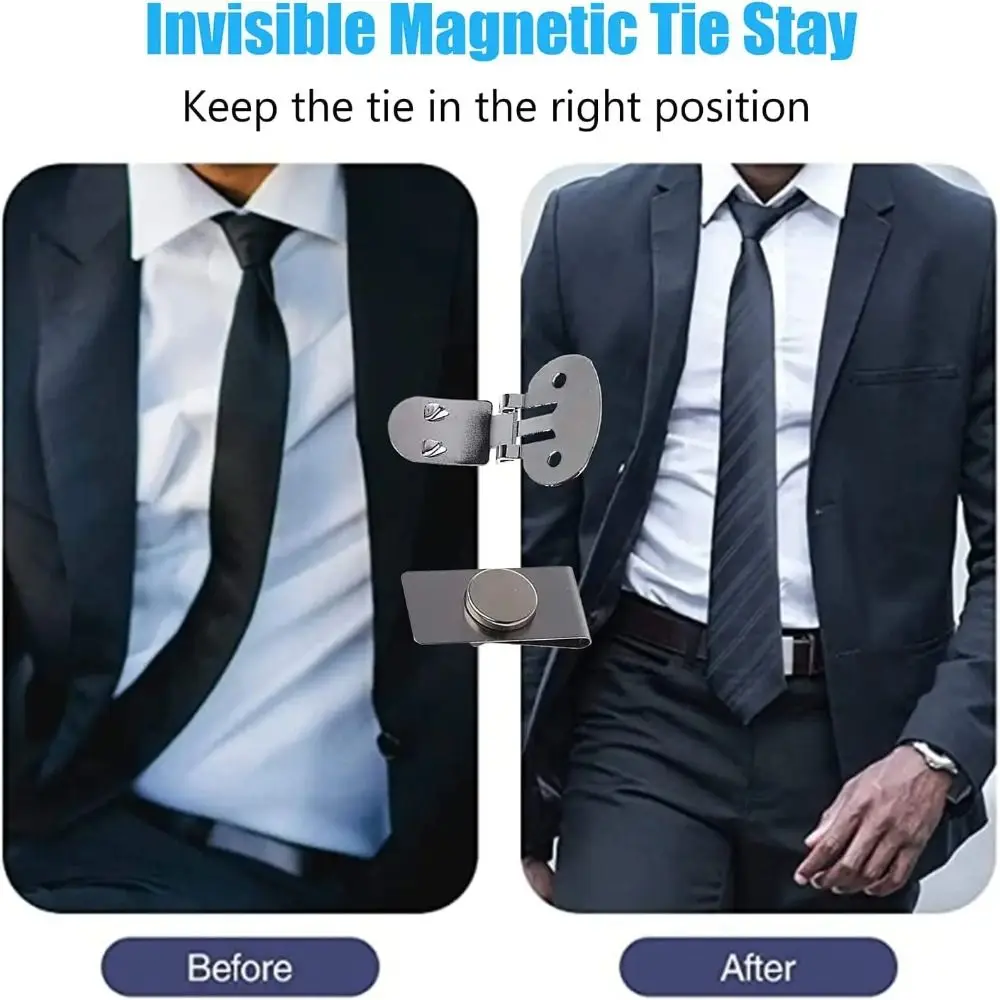 

Magnetic Invisible Tie Clip Automatic Fixing Buckle Anti-wrinkle Anti-swing Tie Holder Clips Necktie Collar Hidden Clasp For Men