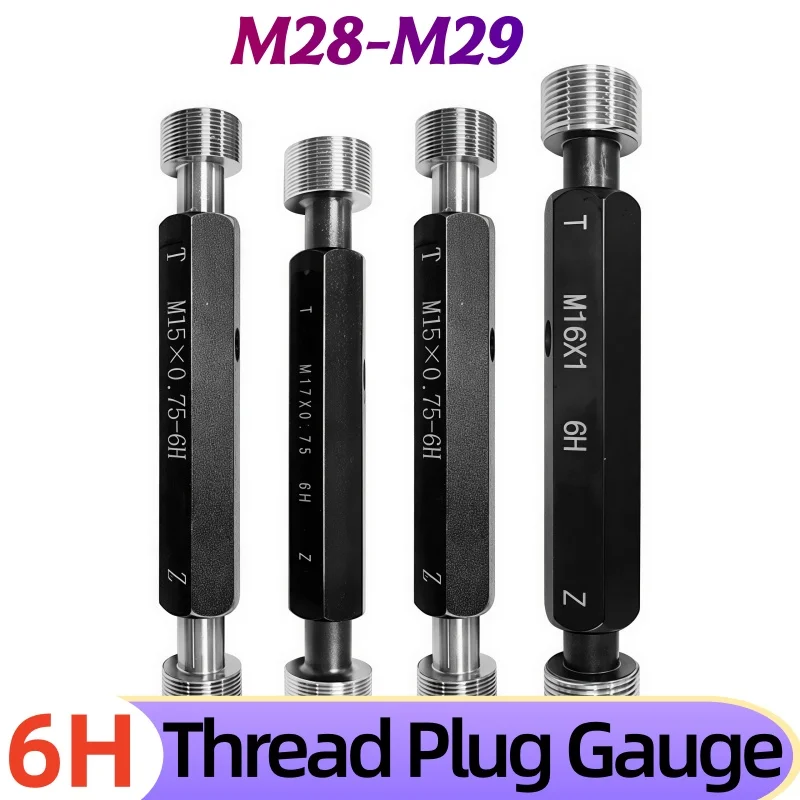 1pcs High Precision Thread Plug Gauge Gage Metric Gauge 6H Precision Internal Screw Gage Fine, Pitch Thread Test Tool M28 M29