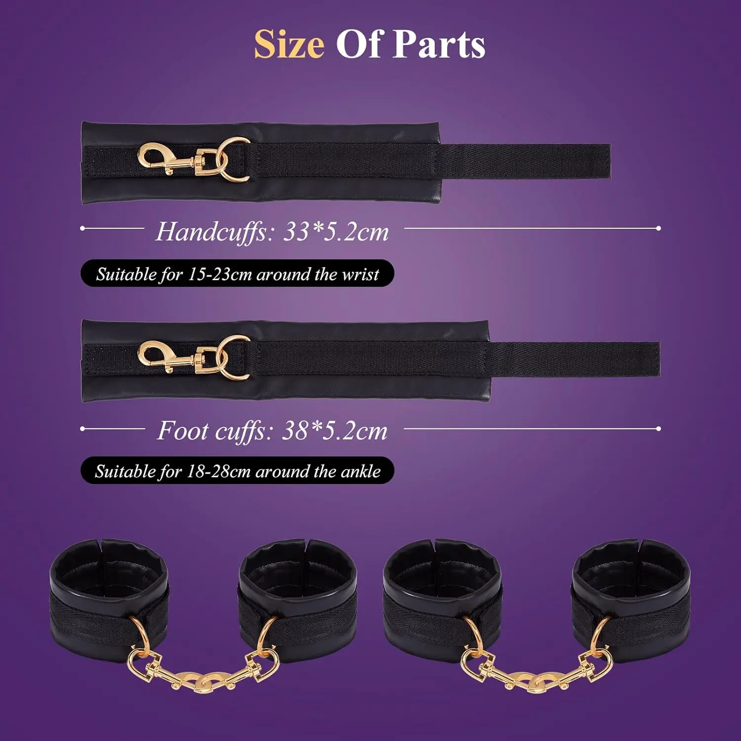 

Sex Bondage BDSM Kit Restraints - 4PCS Sets with Adjustable Handcuffs Wrist Ankle Cuff Fetish Adult SM