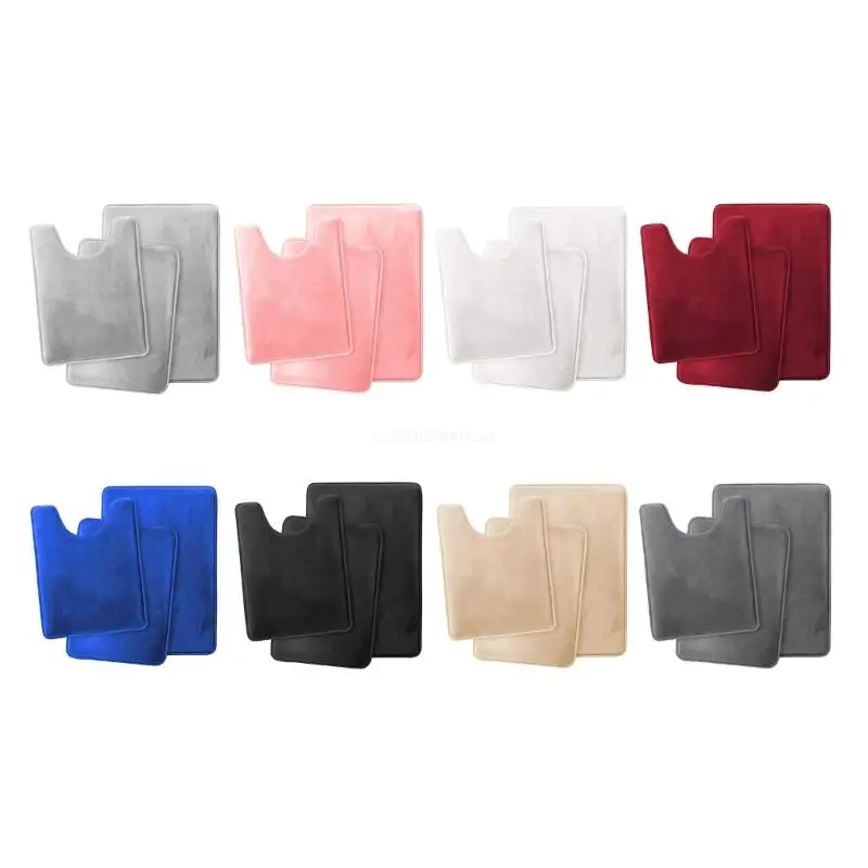 

Set of 3 Bathroom Rugs Super Absorbent U-Shaped Foot Pad Carpets Machine Wash Dropship