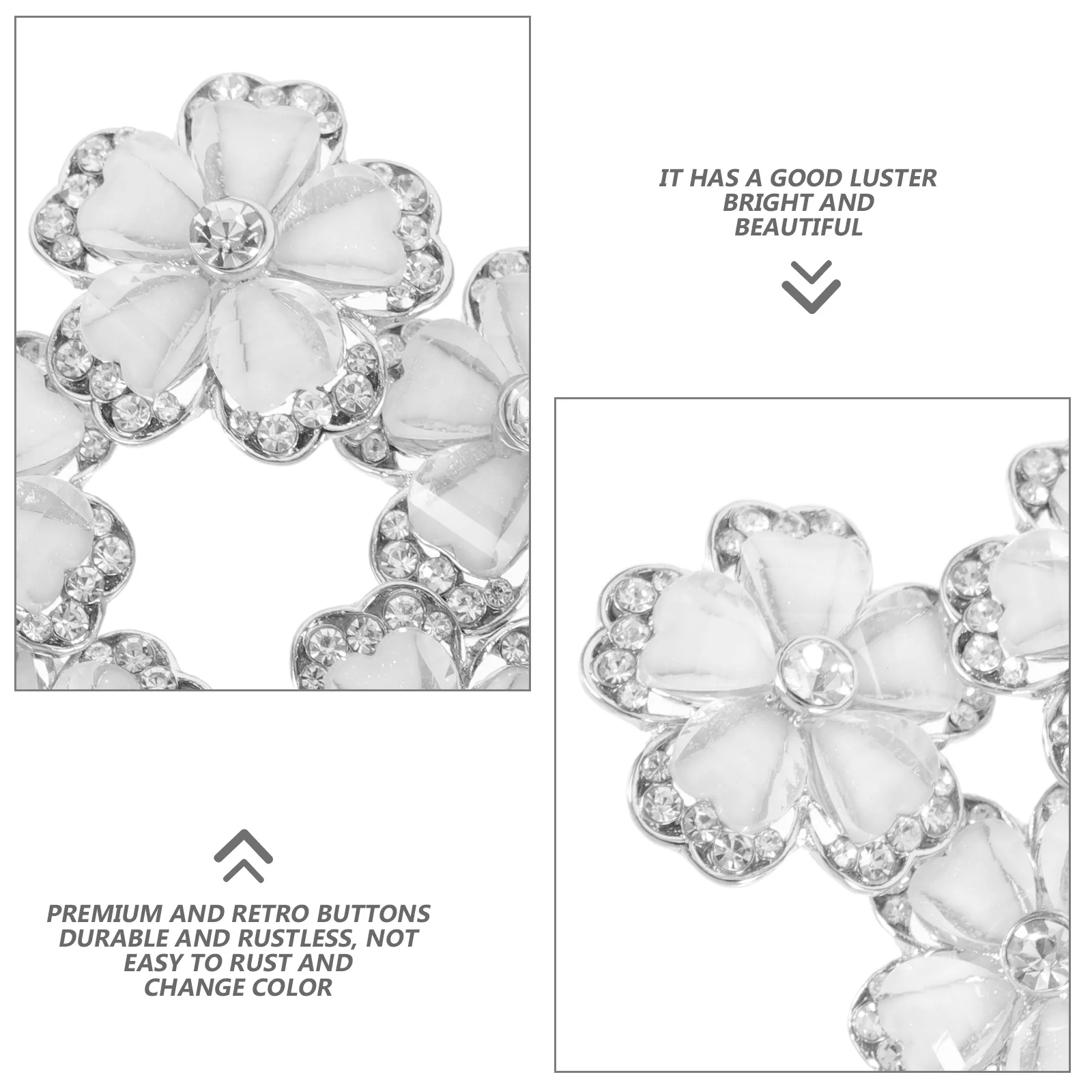 

TEHAUX 5pcs Alloy Floral Buttons for Knitting Sewing Shirt Coat Zinc Alloy Crystal Decor Multi Function Replaceable