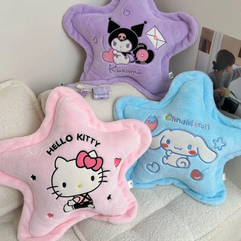 

Hello Kitty Cinnamoroll милая плюшевая подушка со звездой, мягкая удобная плюшевая кукла, подушка для спинки в общежитии, автомобильная подушка