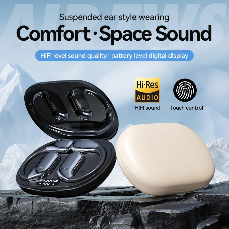 

Спортивные наушники с открытым ухом TWS Smart Translator, Hi-Fi звук, светодиодный дисплей, беспроводные Bluetooth-наушники с шумоподавлением для бега в тренажерном зале