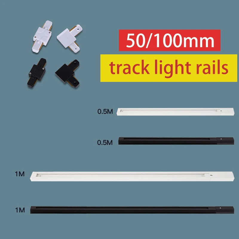 

LED Track Light Rail 0.5M 1M Black White Plastic 2 Wire Rail With for Clothing Store Home Light Rails Accessories