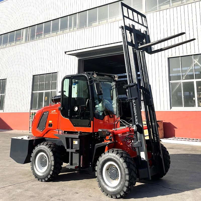 

Hot Sale In Europe High Quality Diesel Off-Road Forklift All Terrain 4 Ton Hydraulic Lift Forklift Small 4WD Forklift Customized