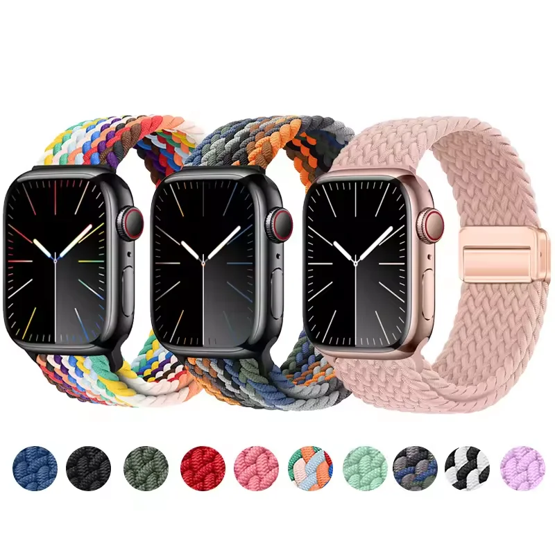 For Apple Watch Ultra Band 49mm 44mm 40mm 45mm 41mm 38 42mm Braided solo loop correa Bracelet iWatch series 8 7 6 5 4 3 SE Strap