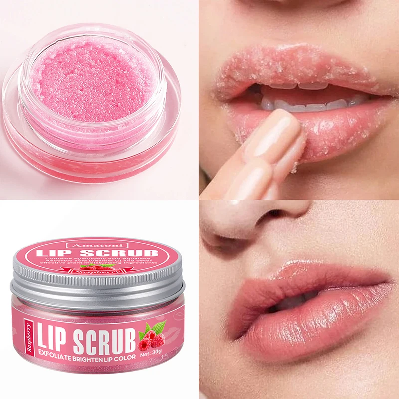 Lip Scrub Lip Exfoliator Moisturizer Lip Repair Mask Sugar Scrub 2 in 1 Raspberry Coconut Watermelon Lip Lip Scrub Balm 30g