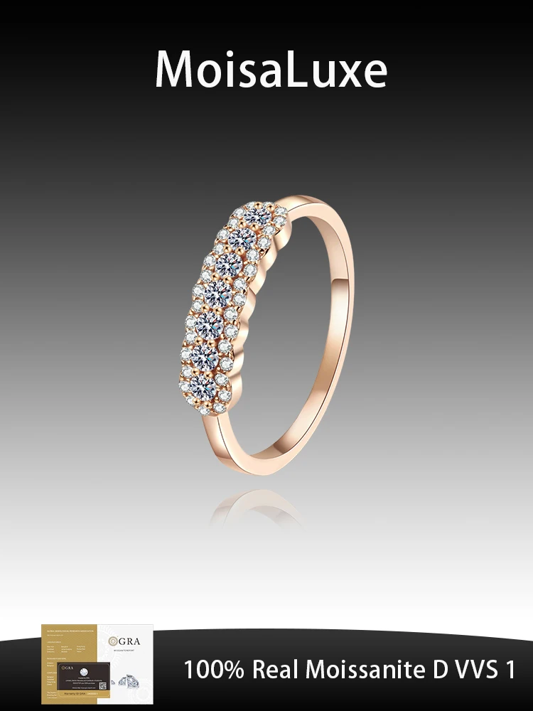 

MoisaLuxe Official Store GRA Moissanite Plata Sterling 925 Silver for Women's Champagne Gold Moissanite Ring Simple Sense Daily