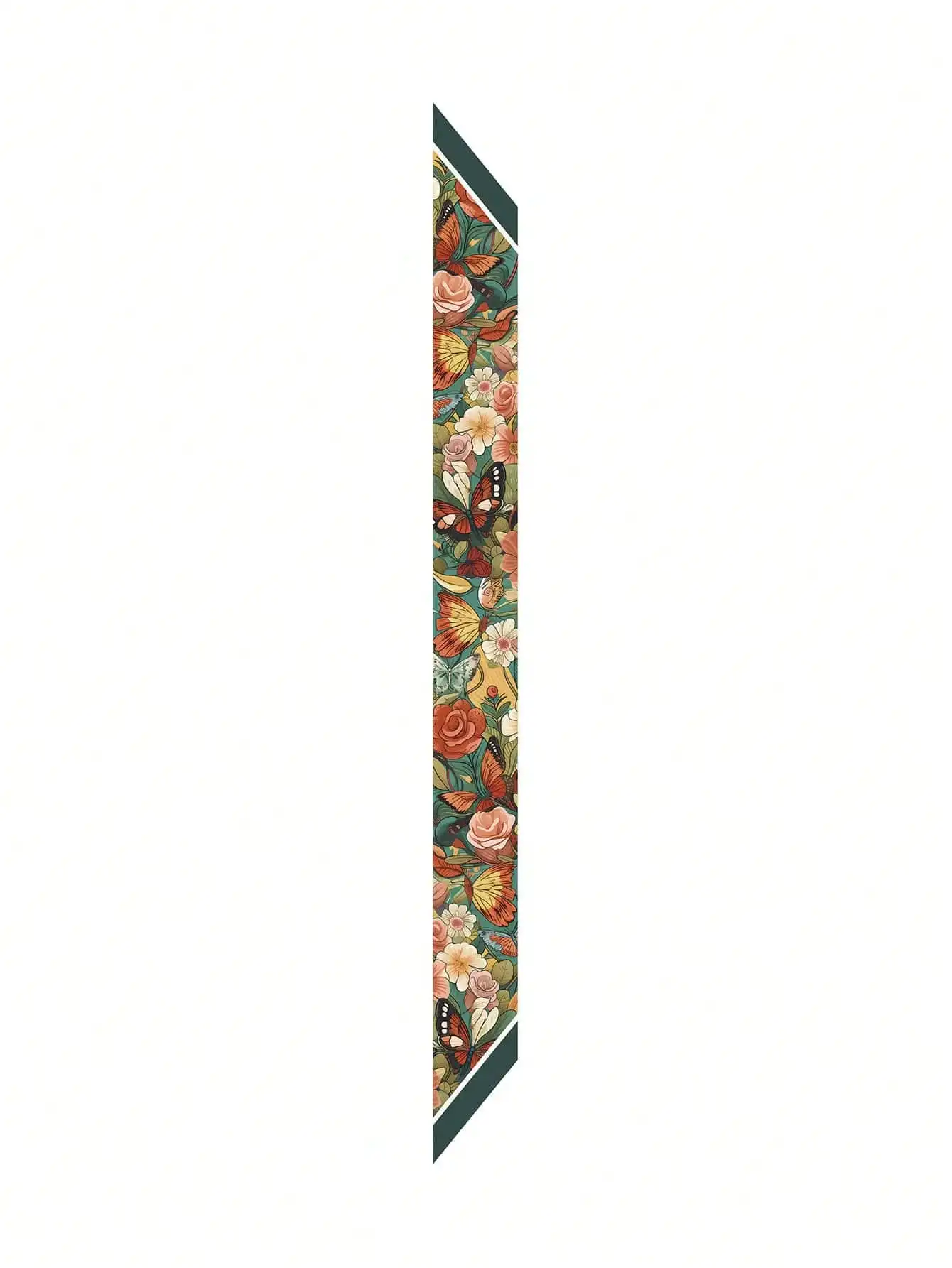 

Butterfly Floral Printed Simulated Silk Scarf For Women Multifunction Headband Hair Accessory