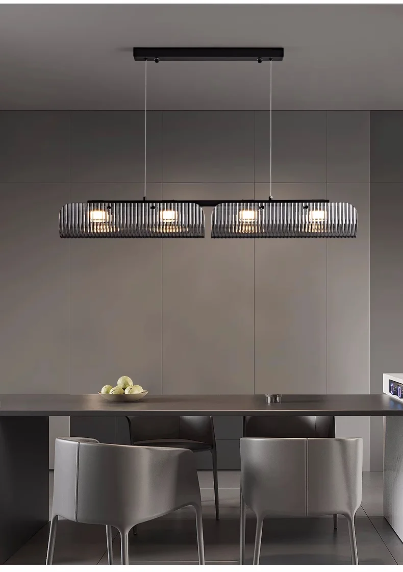 Black LED Pendant Lights Dining Room Smoky Gray Glass
