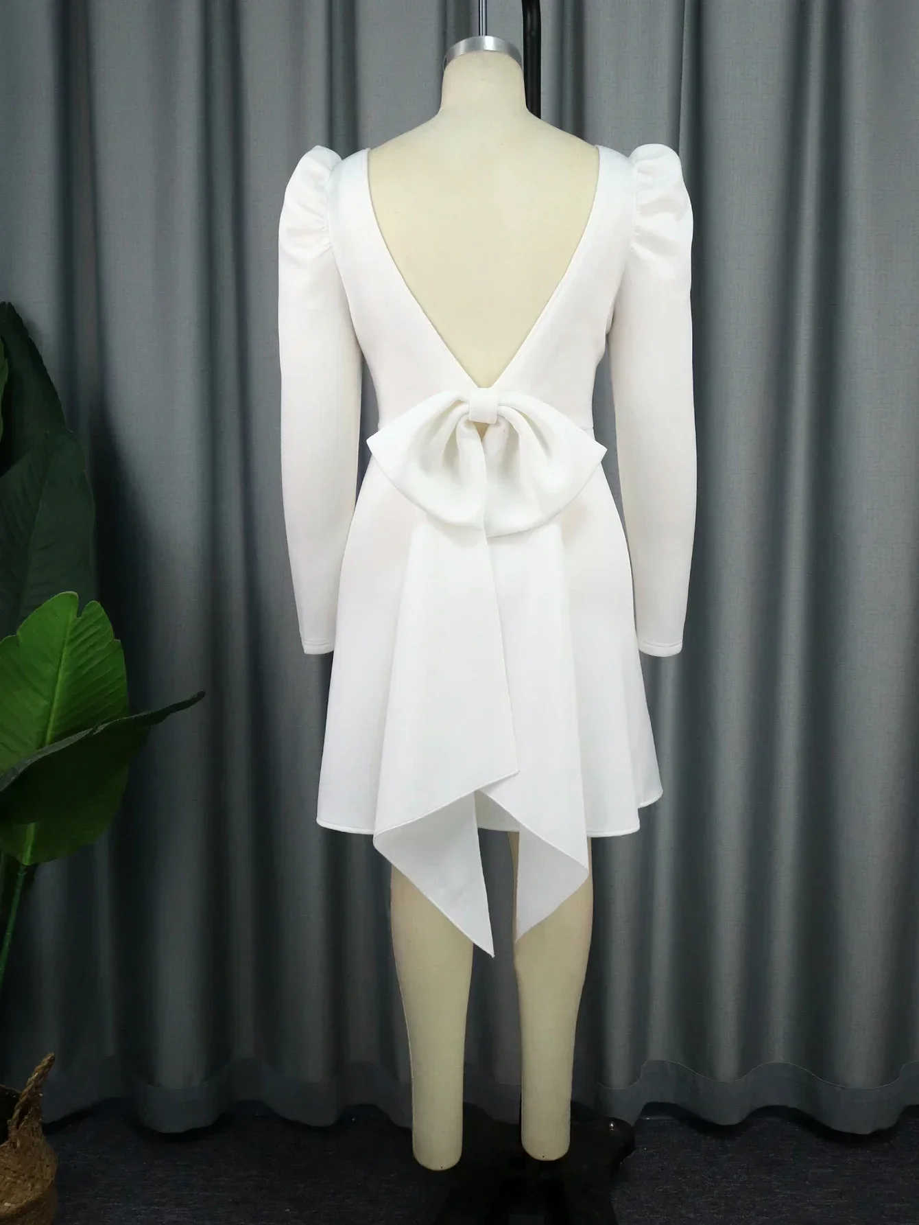 Women A Line Dress Party Sweetheart Long Sleeve High Waist Backless Bowtie Sexy Mini Evening Party Wedding Gowns Event 2024 New