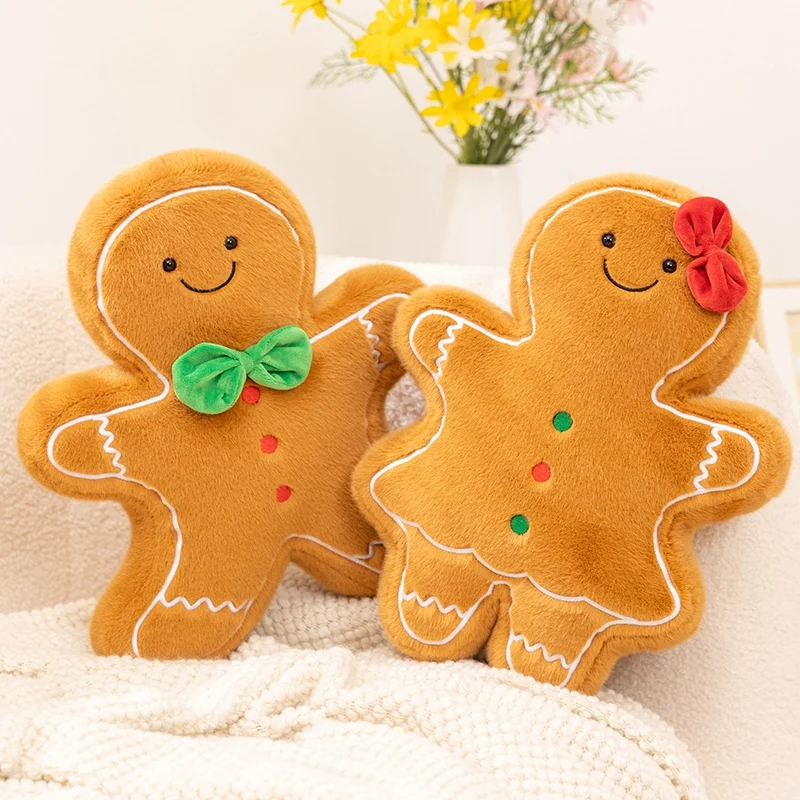 Diversión de dibujos animados 2025 Navidad muñeco de peluche de jengibre almohada campana árbol de Navidad muñeco de nieve casa juguete de peluche decoración del hogar regalo para niños
