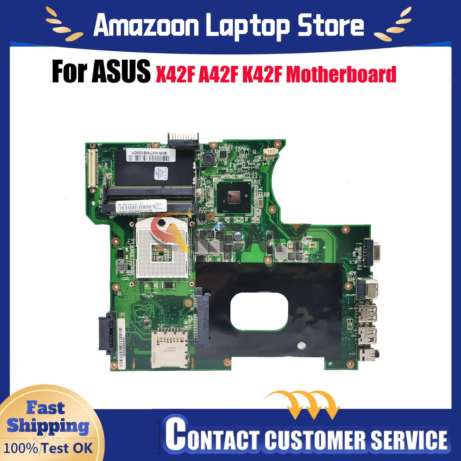 

Материнская плата для ноутбука K42F для ASUS K42F X42F A42F K42F Материнская плата для ноутбука Цей товар в наличии 100% тестирование ОК быстрая доставка