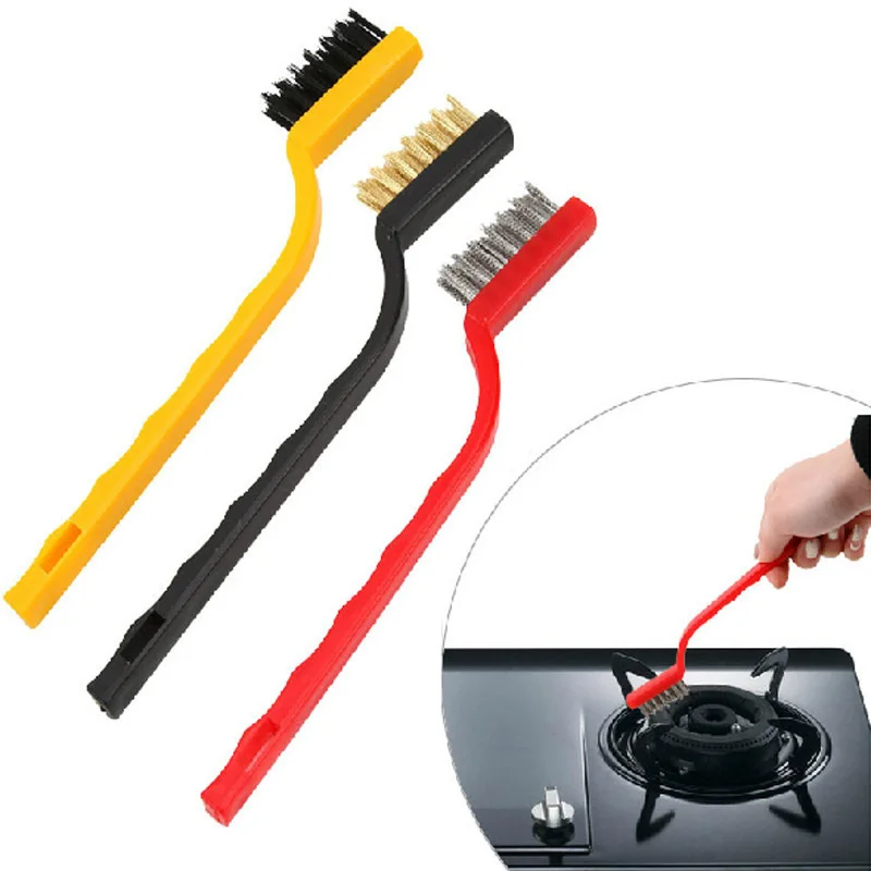 

3PCS Gas Stove Cleaning Brush Kitchen Metal Iron Copper Wire Brush Cleaning Oil Dirties Rust Scrub Remove Cleaning Brush Tools