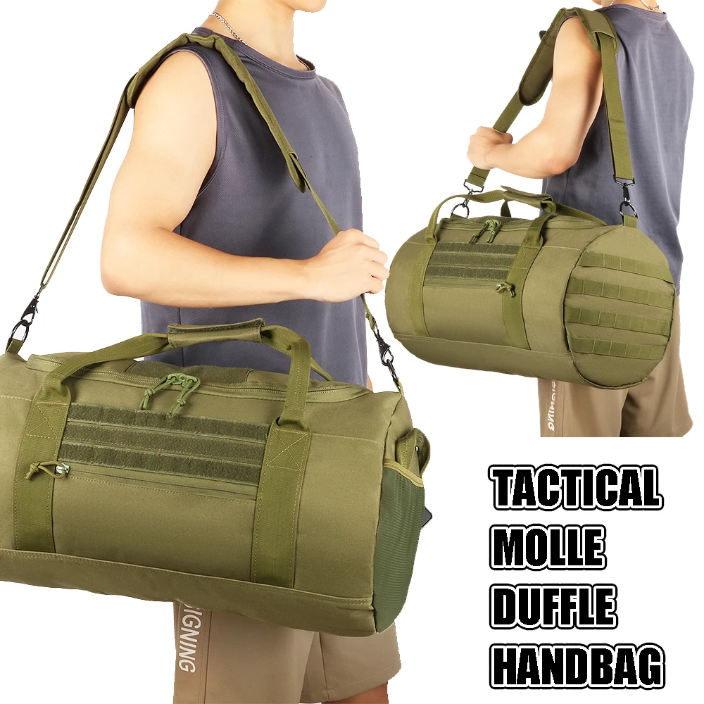 

Tactical MOLLE Duffle Handbag Men Sport Gym Bag Fitness Tote Travel Duffle Shoulder Bags Basketball Football Weekender Bag