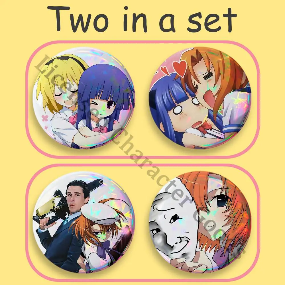 H-Higurashi When They C-Cry Printed Pins 2-Piece Set Couple Badges Decorations Souvenir Collectibles 25 32 44 58 75 mm