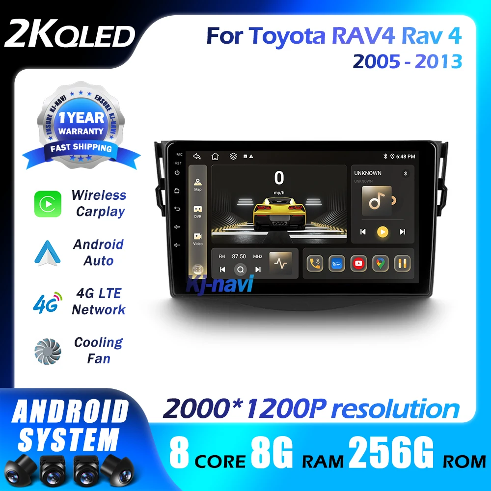 

Автомобильный радиоприемник на Android 14 для Toyota RAV4 Rav 4 2005-2013 WIFI IPS сенсорный экран 9 дюймов мультимедийный видеоплеер навигация GPS 5GWifi 4G