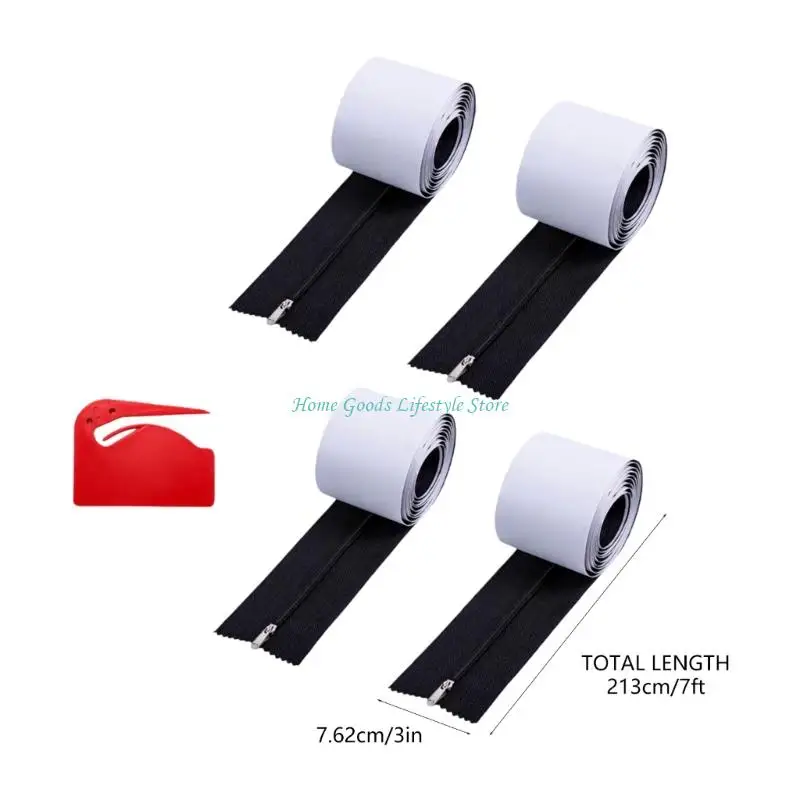 E74E 4 قطع سحابات واقية من الغبار مقاومة للتمزق وسحابات باب لاصقة مزدوجة الجوانب #6