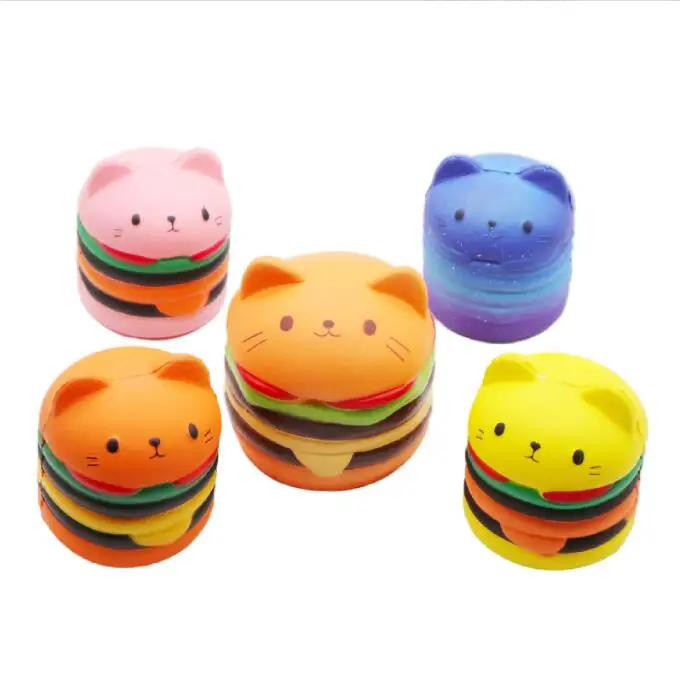 

squishy cat burger Simulated Bread PU Scented Soft Slow Rising Squeeze Toys Stress Relief Baby Kid Toy Xmas Gift